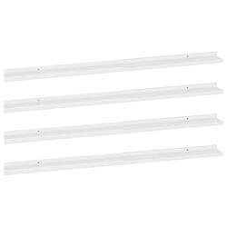 vidaXL Étagères murales 4 pcs Blanc brillant 115x9x3 cm