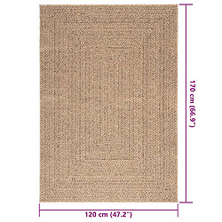 vidaXL Tapis 120x170 cm aspect jute intérieur et extérieur pas cher