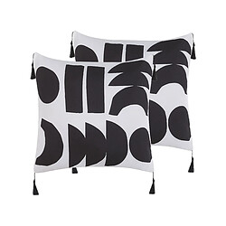 Beliani Lot de 2 coussins LIRIOPE 45 x 45 cm Géométrique Noir blanc