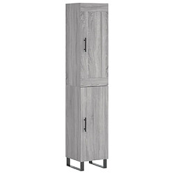 vidaXL Buffet haut Sonoma gris 34,5x34x180 cm Bois d'ingénierie