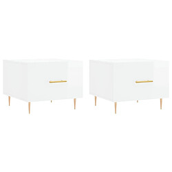 Maison Chic Lot de 2 Tables basses,Table Console pour salon blanc brillant 50x50x40cm bois d'ingénierie -MN81464