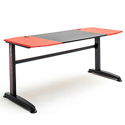 Pegane Bureau d'ordinateur / Table de jeu coloris noir et rouge - Longueur 160 x Hauteur 72 x Profondeur 70 cm