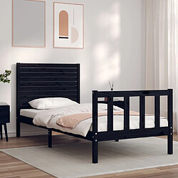 Maison Chic Cadre/structure de lit avec tête de lit pour adulte - Lit Moderne Chambre noir petit simple bois massif -MN46137