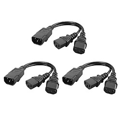 3x Black New IEC320-C14 To 2C13 Power Cord Convertor Server Assy Dual-pin