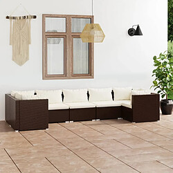 Maison Chic Salon de jardin 7 pcs + coussins - Mobilier/Meubles de jardin - Table et chaises d'extérieur Résine tressée Marron -MN50549