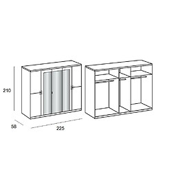 Avis Inside 75 Armoire 5 portes 3 miroirs CARAMELLA 225 cm blanc