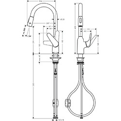 Mitigeur de cuisine HANSGROHE Focus M42 , avec douchette extractible 2 jets aspect acier inox - 71800800