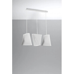 Luminaire Center Suspension Blum Acier,tissu blanc 3 ampoules 128cm