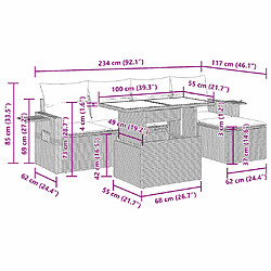 vidaXL Salon de jardin avec coussins 6 pcs beige résine tressée pas cher