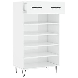 Maison Chic Armoire à chaussure,Meuble à Chaussures Blanc brillant 60x35x105 cm Bois ingénierie -MN79265 pas cher