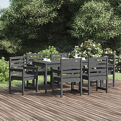 vidaXL Ensemble à manger de jardin 7 pcs gris bois massif de pin