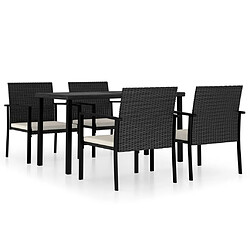 Salle à manger de jardin 5 pcs,Table et chaise à dîner Résine tressée Noir -MN34215