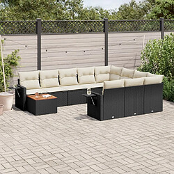 Maison Chic Salon de jardin 11 pcs avec coussins, Ensemble Tables et chaises d'extérieur noir résine tressée -GKD670077