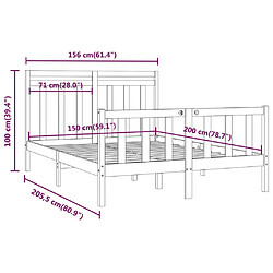 vidaXL Cadre de lit sans matelas marron miel bois pin massif 150x200cm pas cher