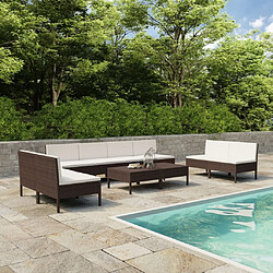 Maison Chic Salon de jardin 10 pcs + coussins - Mobilier/Meubles de jardin - Table et chaises d'extérieur Résine tressée Marron -MN35890