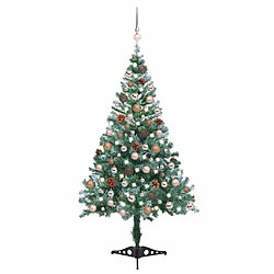 vidaXL Arbre de Noël givré pré-éclairé et boules pommes de pin 150 cm