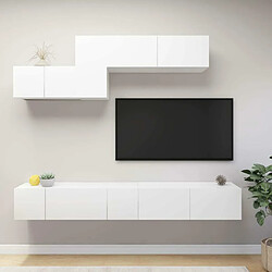 Maison Chic Ensemble de meubles TV 6 pcs | Banc TV Moderne pour salon | Meuble de Rangement - Blanc Aggloméré -MN75879