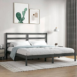 vidaXL Cadre de lit sans matelas gris 200x200 cm bois massif de pin