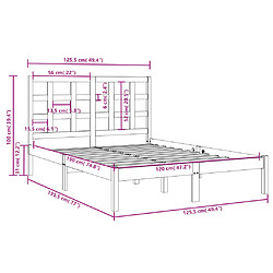 vidaXL Cadre de lit sans matelas 120x190 cm bois massif pas cher