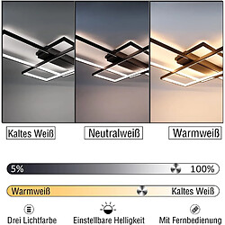 Avis NETTLIFE Plafonnier Dimmable, 100x70x8cm, 3 Carrés Plafonniers LED noir Modernes avec Télécommande, 88W Acrylique Éclairage Lampe de Plafond