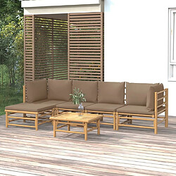 Maison Chic Salon de jardin 6 pcs + coussins - Mobilier/Meubles de jardin - Table et chaises d'extérieur taupe bambou -MN86166