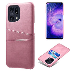 Coque en TPU + PU antichoc, anti-rayures avec porte-cartes, or rose pour votre Oppo Find X5 Pro