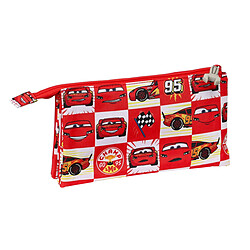 Avis Trousse Fourre-Tout Triple Cars Let's race Rouge Blanc (22 x 12 x 3 cm)