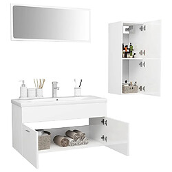 Avis ComfortXL Ensemble De Meubles De Bain Blanc Brillant Bois D'ingénierie