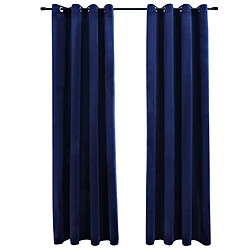 vidaXL Rideaux occultants et anneaux 2pcs Velours Bleu foncé 140x245cm