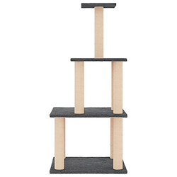 Helloshop26 Arbre à chat meuble tour grimper jouet grattage grattoir escalade plateforme avec griffoirs en sisal foncé 111 cm gris 02_0022646