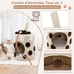 Helloshop26 Tour d'arbre à chat bubble tea condo griffoir en sisal jouet boule pendante pour chats d'intérieur centre d'activité mignon pour chat café 20_0006607