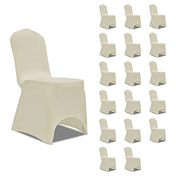 Decoshop26 Housses élastiques de chaise Crème 18 pièces DEC022536