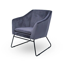 Meubler Design Fauteuil En Velours Et Métal Noir Zadig - Velours Gris