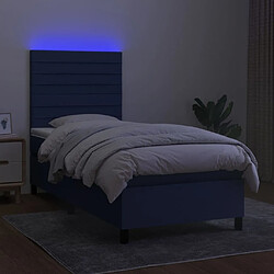 Acheter Sommier à lattes,Cadre à lattes de lit et matelas et LED pour Adulte Bleu 100x200 cm Tissu -MN24444