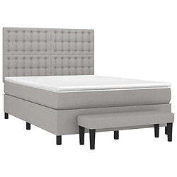 Avis Maison Chic Lit Adulte - Lit simple Lit à sommier tapissier avec matelas moelleux - Meuble de Chambre - Gris clair 140x190cm Tissu -MN11055