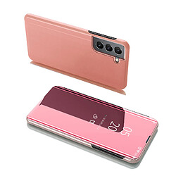 Ozzzo transparent view coque flip cover pour samsung galaxy s22 + (s22 plus) rose