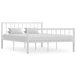 Maison Chic Lit adulte - Lit simple Cadre de lit,Structure du lit Contemporain Blanc Métal 140 x 200 cm -MN11207