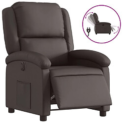 vidaXL Fauteuil inclinable électrique marron foncé cuir véritable