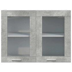 Avis vidaXL Armoire en verre suspendue gris béton 80x31x60 cm