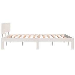 Maison Chic Lit adulte - Lit simple Cadre de lit,Structure du lit Contemporain Blanc Bois de pin massif 140x190 cm -MN45460 pas cher