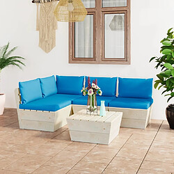 Maison Chic Salon de jardin palette 5 pcs avec coussins - Table et chaises d'extérieur - Mobilier/Meubles de jardin Moderne épicéa imprégné -MN83985