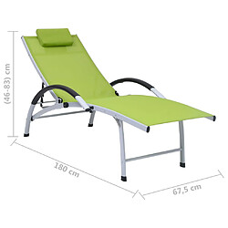 vidaXL Chaise longue aluminium textilène vert pas cher