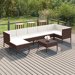 Maison Chic Salon de jardin 8 pcs + coussins - Mobilier/Meubles de jardin - Table et chaises d'extérieur Résine tressée Marron -MN74191