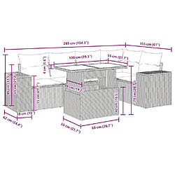 Acheter vidaXL Salon de jardin avec coussins 6 pcs beige résine tressée