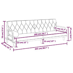 vidaXL Canapé-lit avec accoudoirs noir tissu pas cher