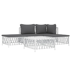 Avis Maison Chic Salon de jardin 5 pcs avec coussins - Table et chaises d'extérieur - Mobilier/Meubles de jardin Moderne blanc acier -MN93896