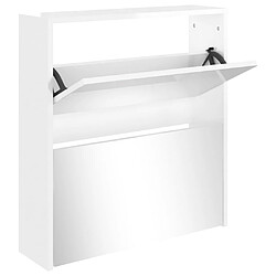 vidaXL Armoire à chaussures miroir 2 niveaux Blanc brillant 63x17x67cm