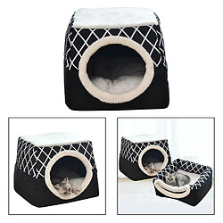 2 En 1 Lit Doux Pour Chat Pour Animaux De Compagnie Chenil Chiot Grotte Tapis De Nid Chaud Tapis Noir XL pas cher