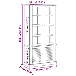 vidaXL Vitrine en verre VIGO gris 85x35x170 cm bois massif de pin pas cher