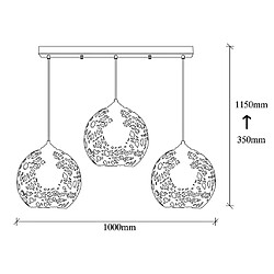 Acheter Vente-Unique Lustre filaire en métal à hauteur réglable - 3 abat-jours - L. 100 x H. 35/115 cm - Noir - CELINDRA